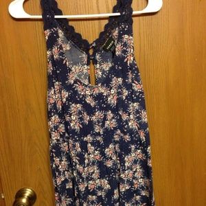 Navy Blue Floral Torrid Tank Top in Size 1 Women